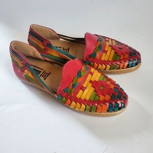 Pink Green Multicolor Woven Sandals with Flat Sole Girl's Size 2.5-3 (21 cm)